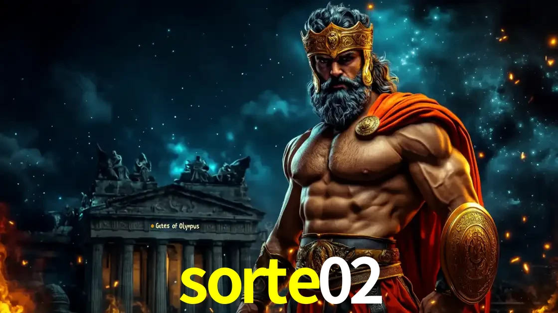 O poderoso Zeus do jogo de slot Gates of Olympus em frente ao seu templo, pronto para lançar multiplicadores divinos e prêmios épicos no cassino online sorte02.