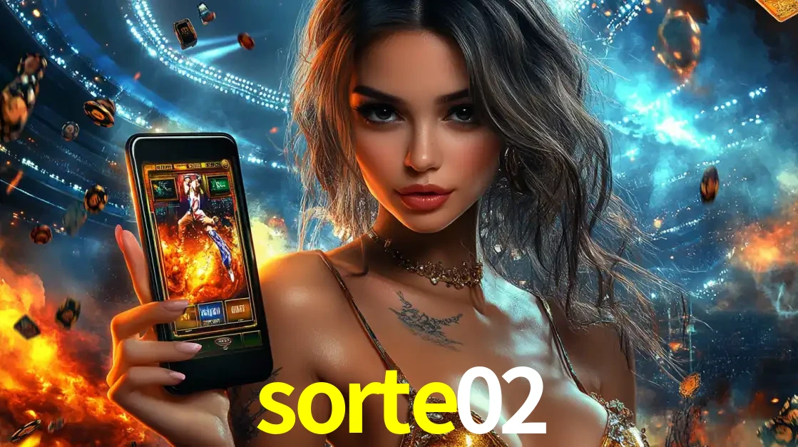 Mulher segurando um celular com um jogo de slot em destaque, tendo como fundo um estádio vibrante, simbolizando a emoção de jogar no cassino móvel sorte02.